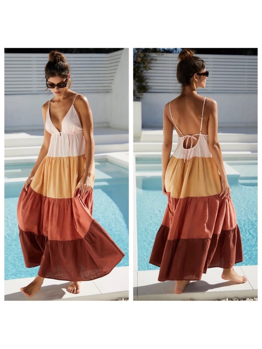 Anthropologie The Raya Colorblock Tiered Maxi Dress